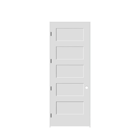 Codel Doors 32" x 96" x 1-3/8" Primed 5-Panel Equal Panel Interior Shaker 7-1/4" RH Prehung Door w/Mtt Blk Hngs 2880pri8405RH10B714